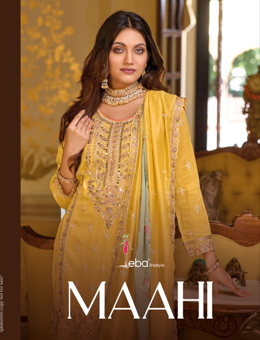 Eba Lifestyle Maahi Silk Embroidery Work Designer Readymade Suit Collection