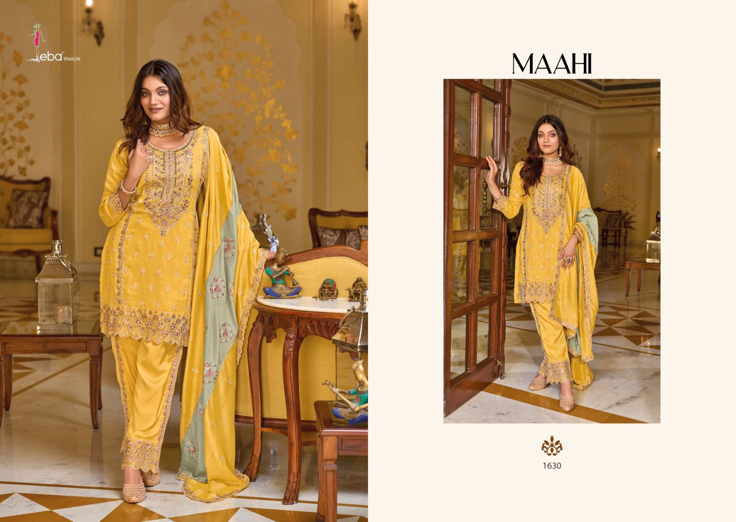 Eba Lifestyle Maahi Silk Embroidery Work Designer Readymade Suit Collection