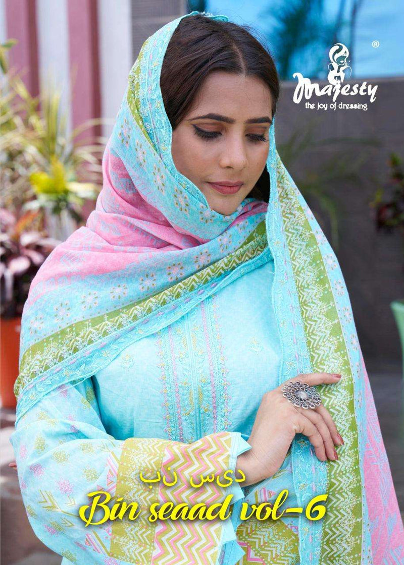 Majesty Bin Saeed Vol 6 Lawn Cotton Self Embroidery Pakistani  Casual Wear Salwar Kameez