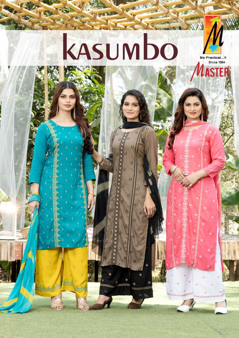 Master Kurti Kasumho Plazo Rayon Fancy Designer Work Of  Kurti