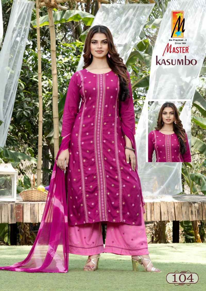 Master Kurti Kasumho Plazo Rayon Fancy Designer Work Of  Kurti