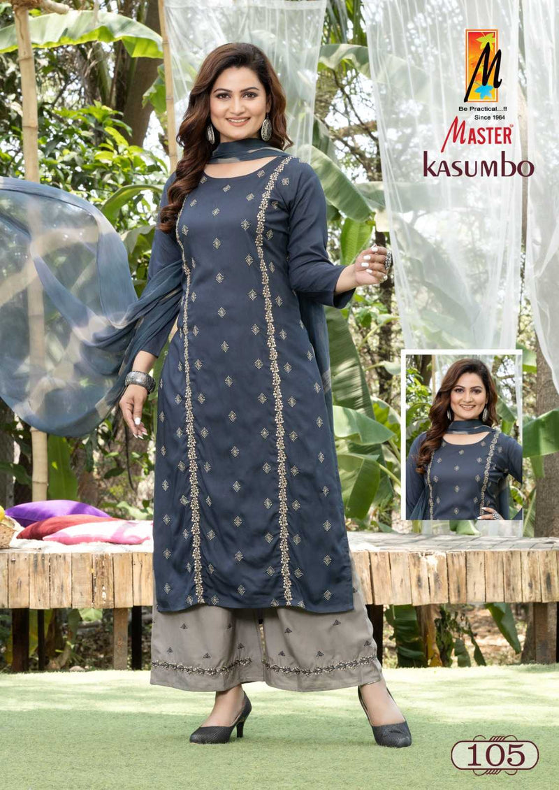 Master Kurti Kasumho Plazo Rayon Fancy Designer Work Of  Kurti