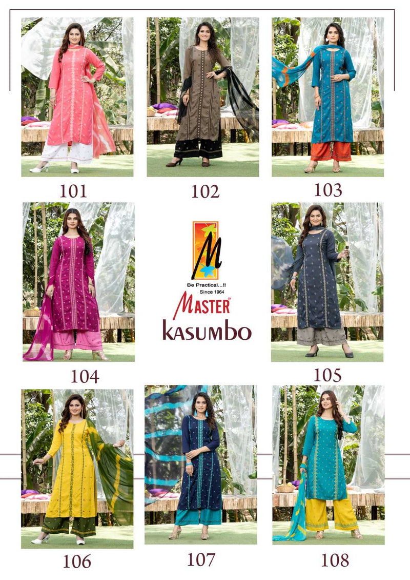 Master Kurti Kasumho Plazo Rayon Fancy Designer Work Of  Kurti