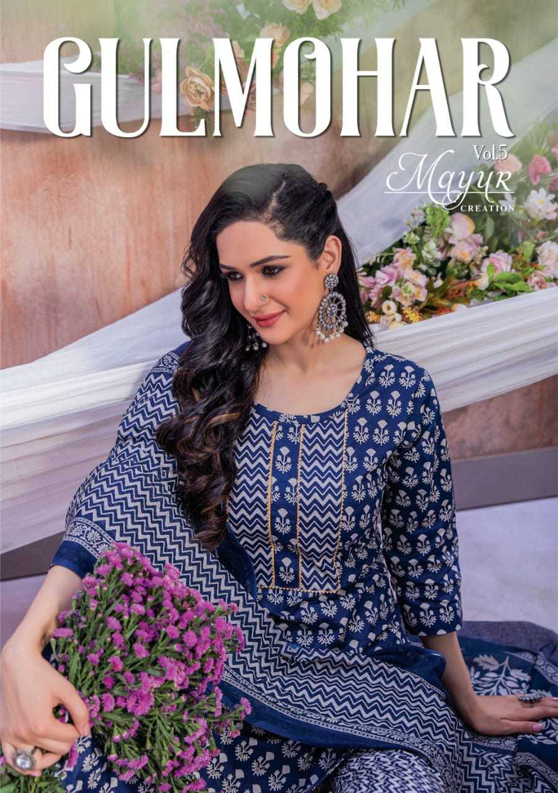 Mayur Creation Gulmohar Vol 5 Cotton Print With Digital Combo Set Of Pret Kurti