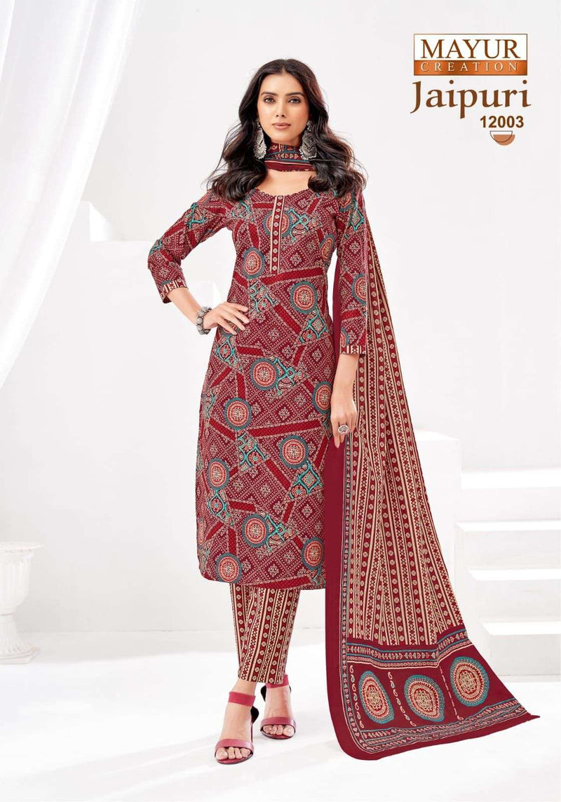 Mayur Creation Jaipuri Vol 12 Pure Cotton Printed Dailywear Salwar Suit