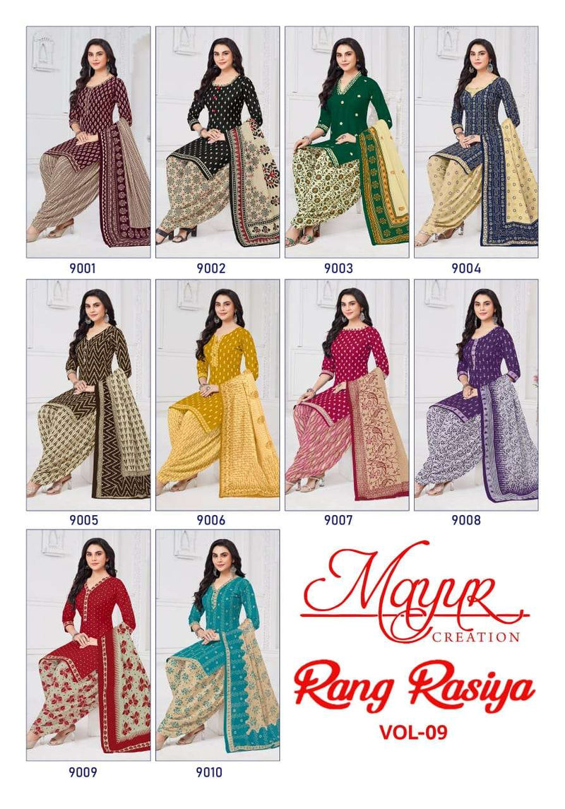 Mayur Creation Rang Rasiya Vol 9 Pure Cotton Printed Salwar Suit