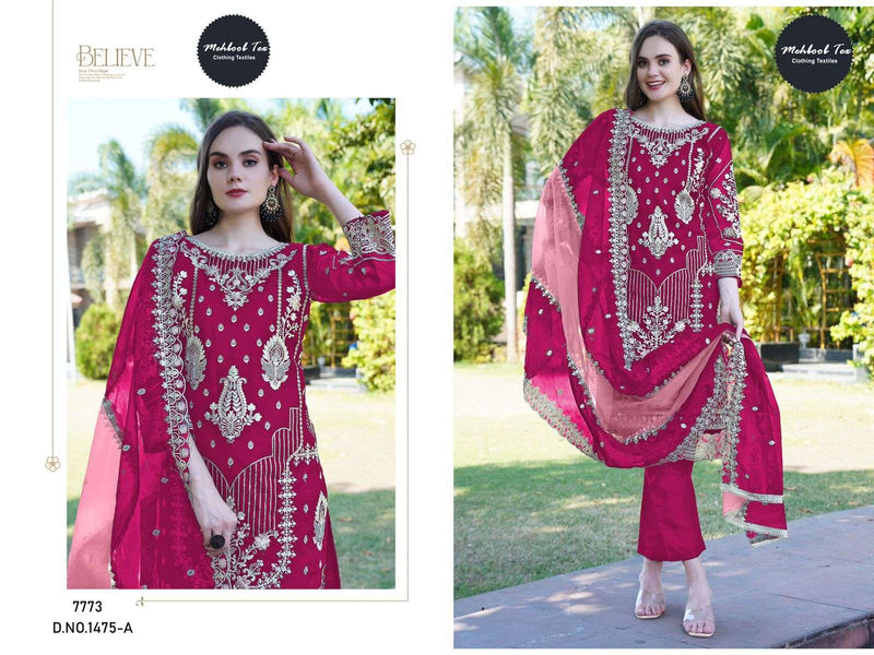 Mehboob Tex 1475 Organza Embroidery Handwork Salwar Suit