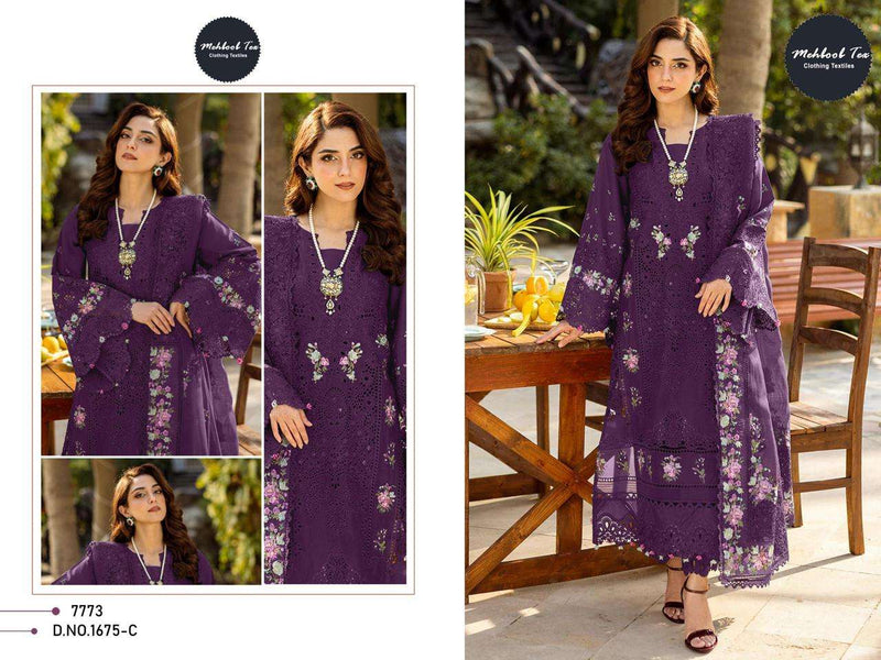 Mehboob Tex Dno 1675 Pure Cotton Embroidered Designer Pakistani Salwar Suit