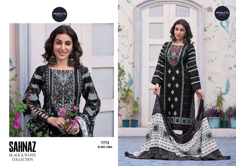 Mehboob Tex Sahnaz Black & white Collection Cotton  Heavy Embroidered  Salwar Kameez