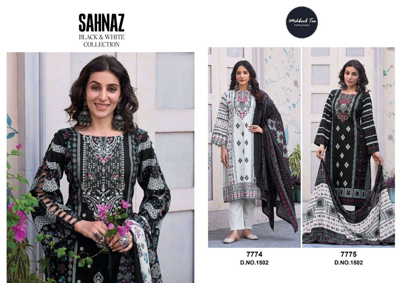 Mehboob Tex Sahnaz Black & white Collection Cotton  Heavy Embroidered  Salwar Kameez