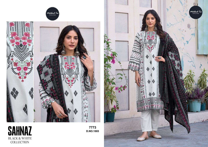 Mehboob Tex Sahnaz Black & white Collection Cotton  Heavy Embroidered  Salwar Kameez