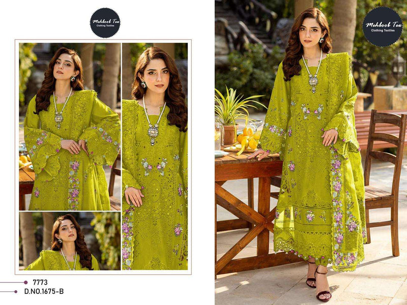 Mehboob Tex Dno 1675 Pure Cotton Embroidered Designer Pakistani Salwar Suit