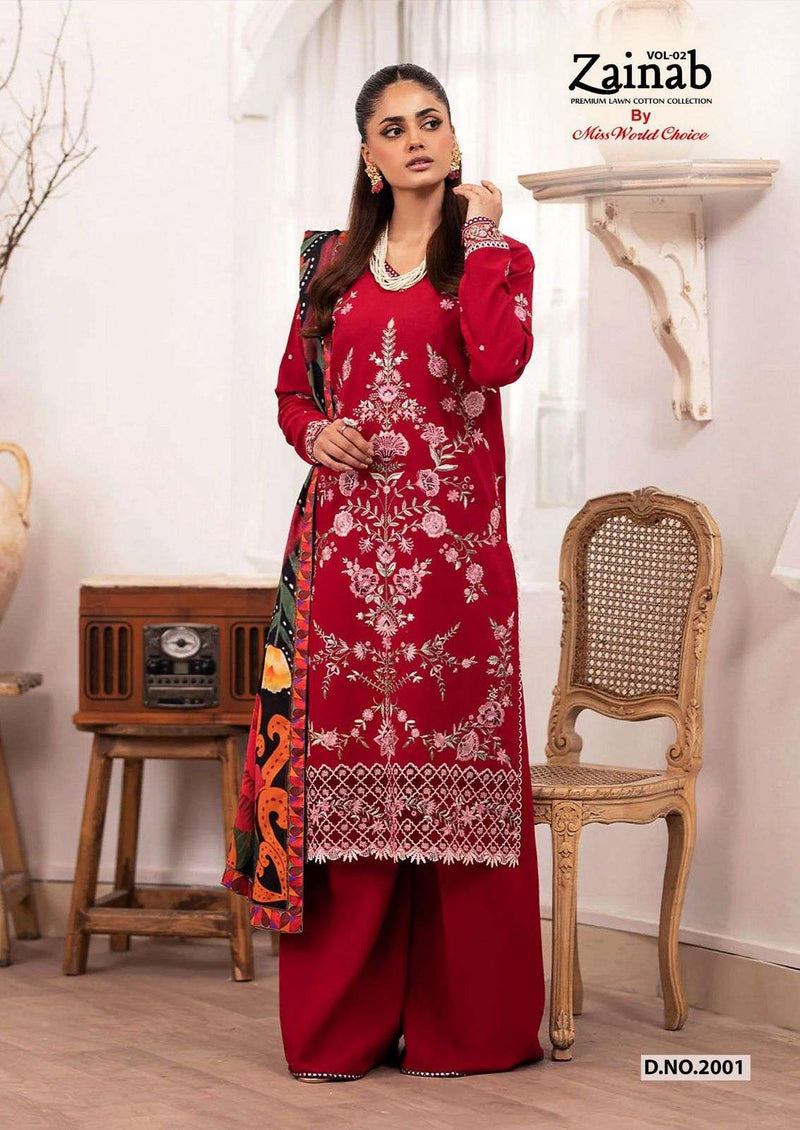 Missworld Choice Zainab Vol 2 Premium Heavy Lawn Cotton Printed Salwar Suit