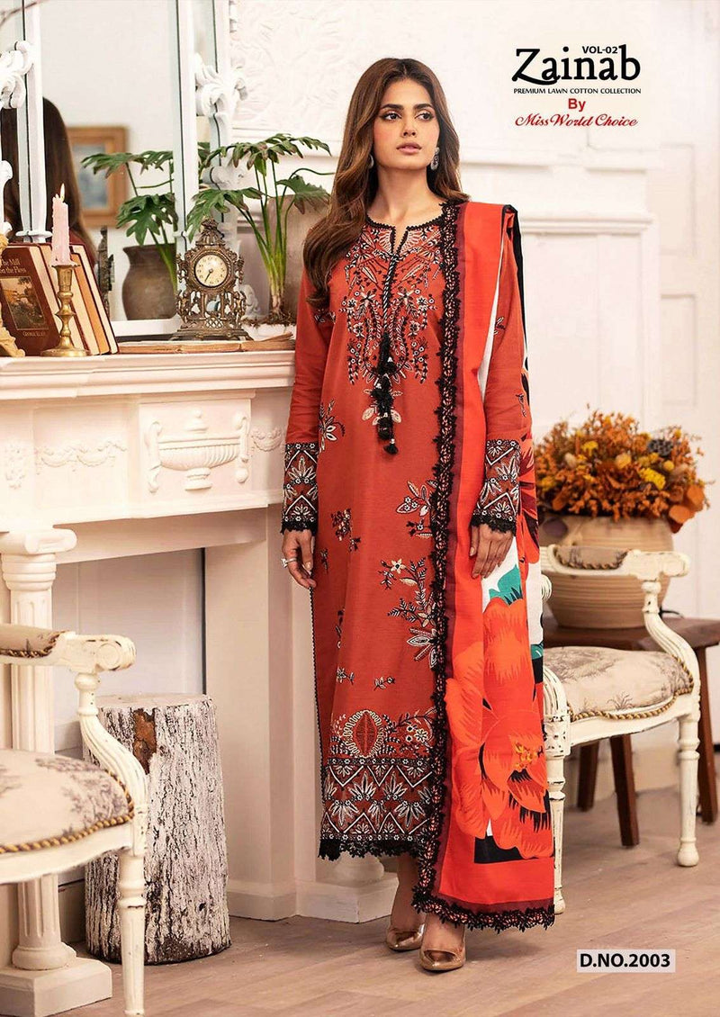 Missworld Choice Zainab Vol 2 Premium Heavy Lawn Cotton Printed Salwar Suit