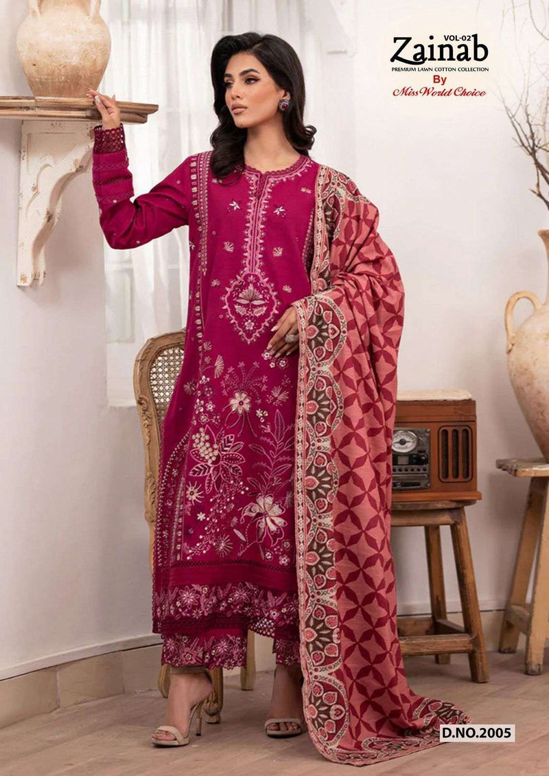 Missworld Choice Zainab Vol 2 Premium Heavy Lawn Cotton Printed Salwar Suit