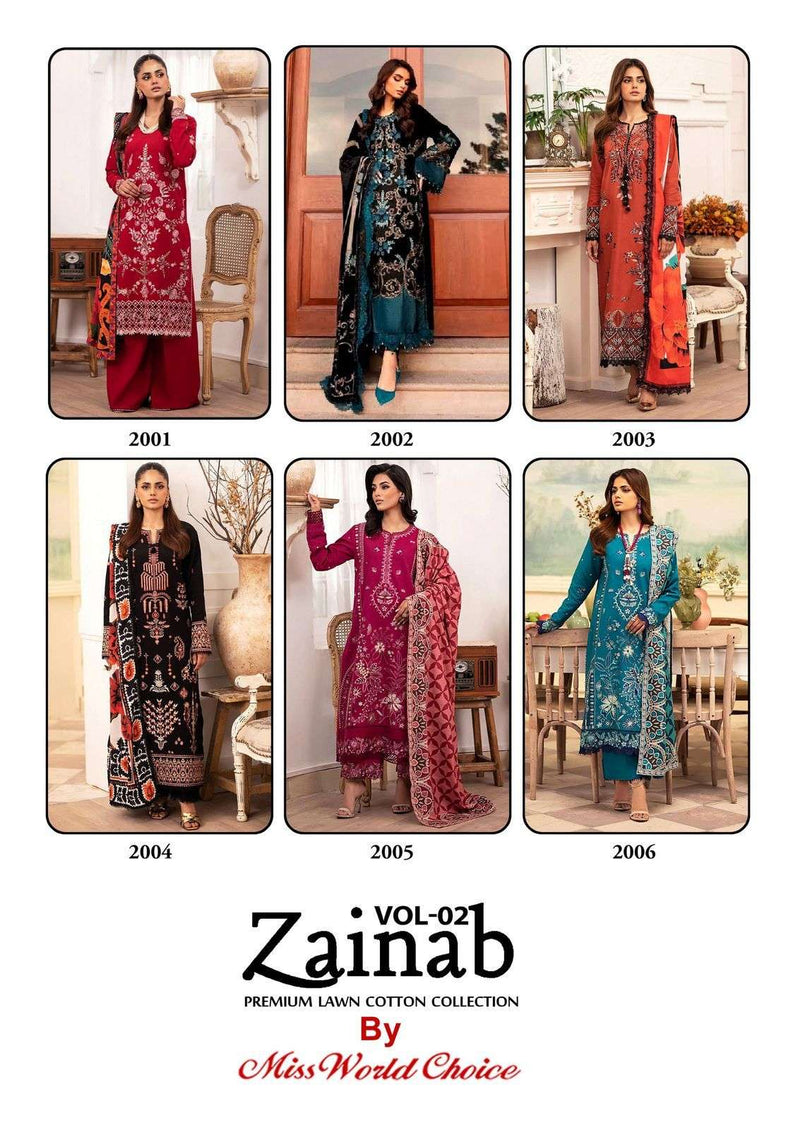 Missworld Choice Zainab Vol 2 Premium Heavy Lawn Cotton Printed Salwar Suit