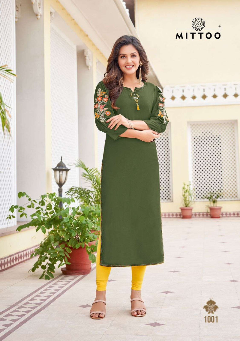 Mittoo Kaamiya Heavy Rayon Printed Designer Kurti Collection