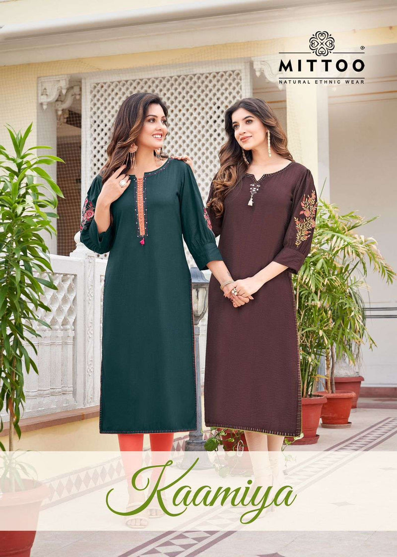 Mittoo Kaamiya Heavy Rayon Printed Designer Kurti Collection