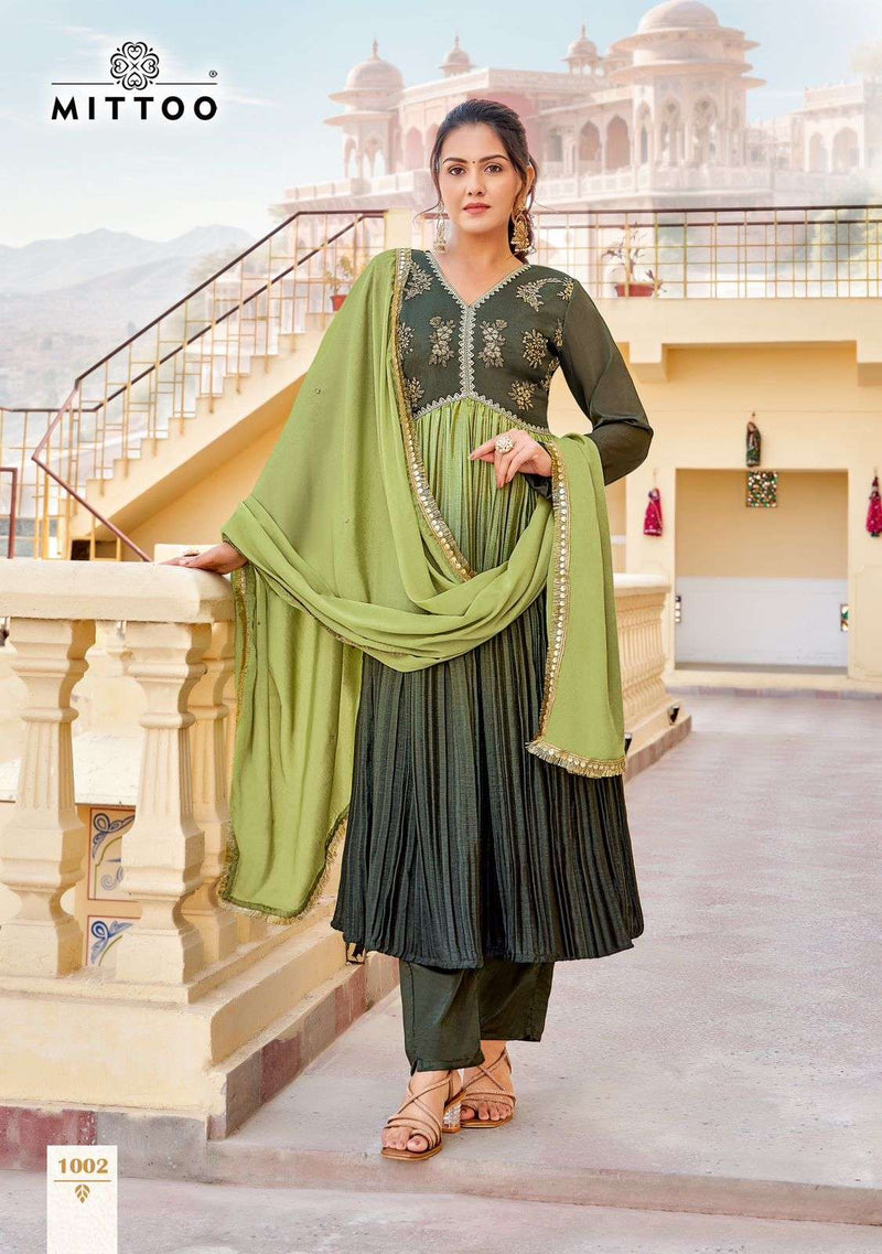 Mittoo Kalika Shahed Chinon Fancy Aliya Cut Kurti