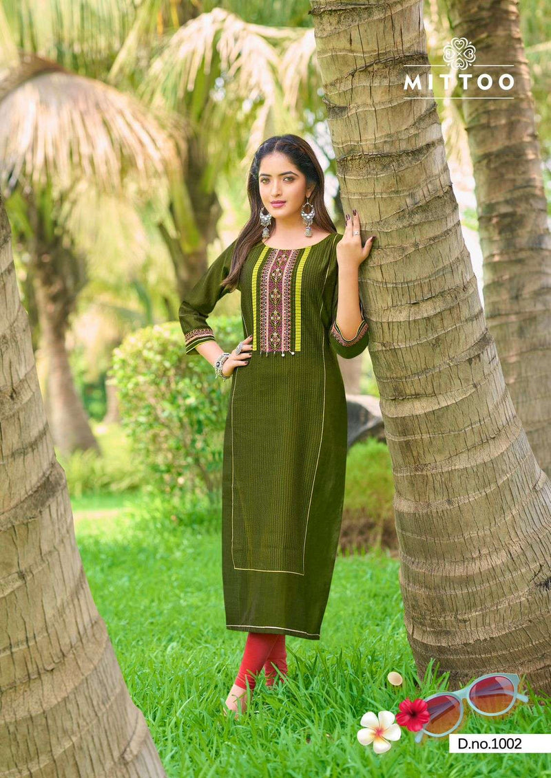 Mittoo Mahika Viscose Fancy Hand Work Kurti