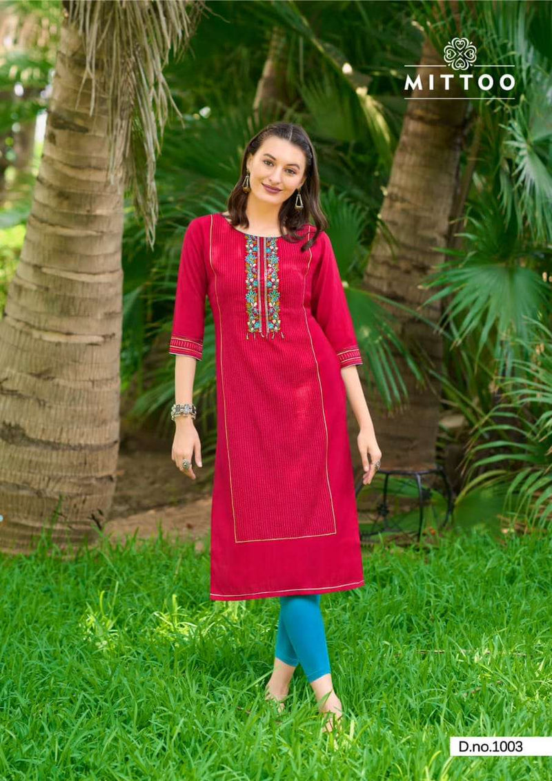 Mittoo Mahika Viscose Fancy Hand Work Kurti