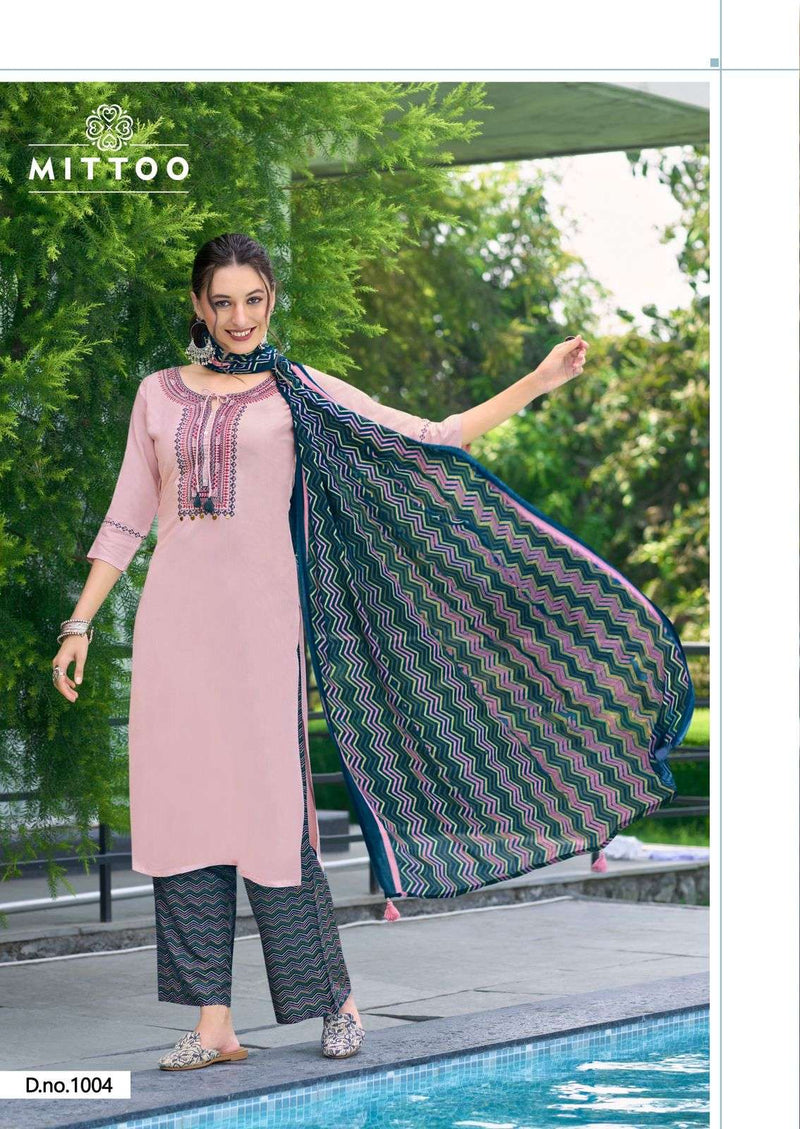 Mittoo Samreen Rayon Digital Printrd Heavy Designer Thread Handwork Combo Set Of Kurti