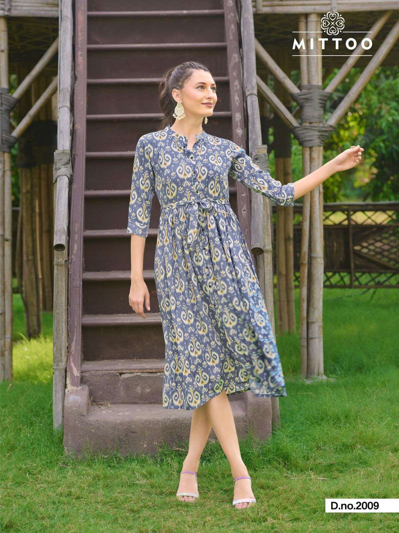 Mittoo Trendy Vol 2 Rayon Print Fancy Gown Collection