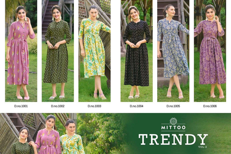 Mittoo Trendy Vol 2 Rayon Print Fancy Gown Collection