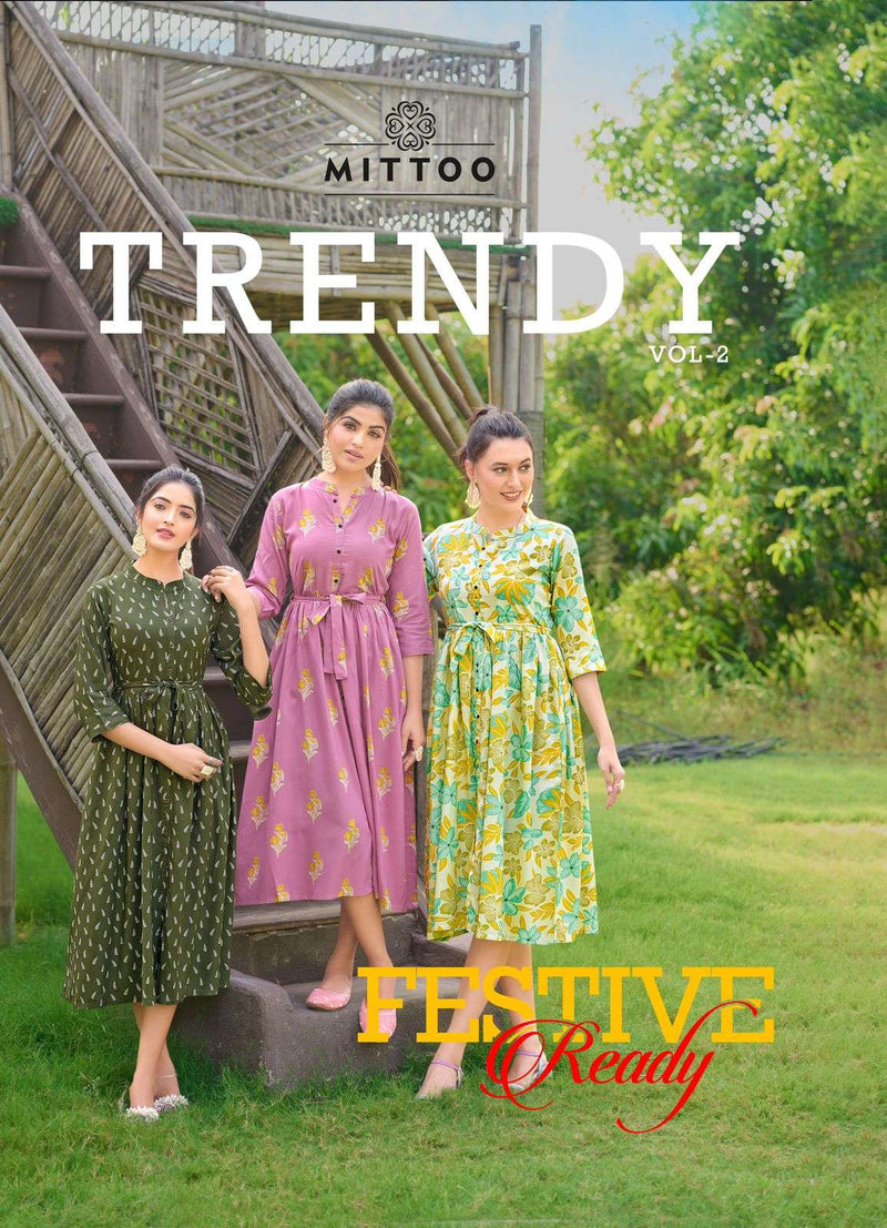 Mittoo Trendy Vol 2 Rayon Print Fancy Gown Collection