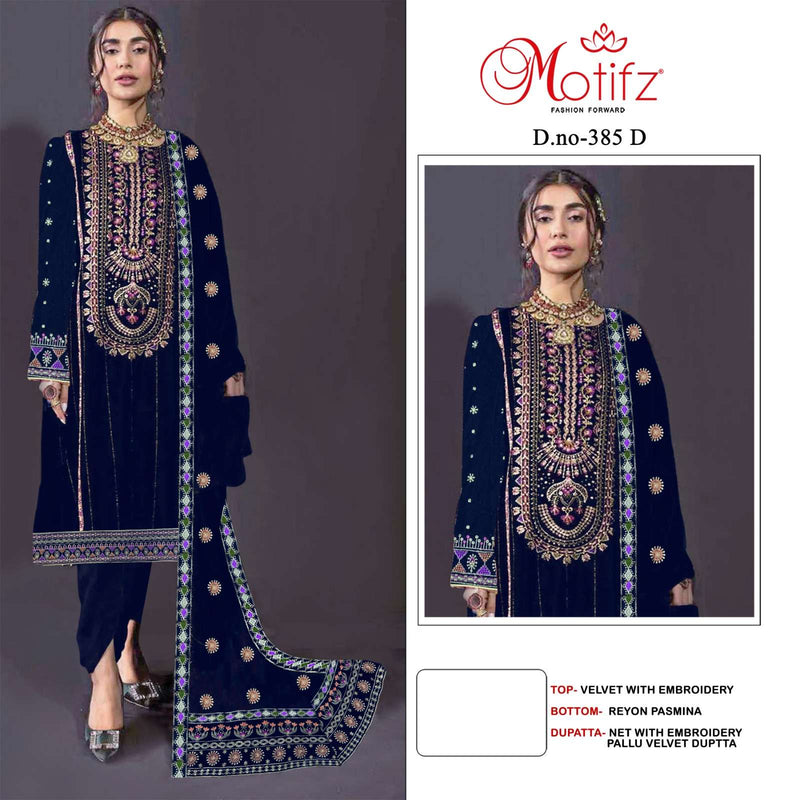 Motifz D No 385 Velvet With Embroidery Digital Designer Salwar Suit