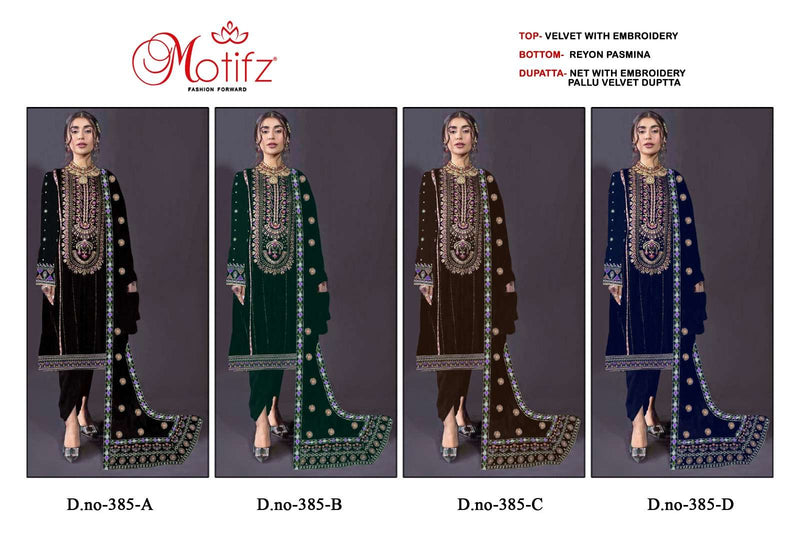 Motifz D No 385 Velvet With Embroidery Digital Designer Salwar Suit