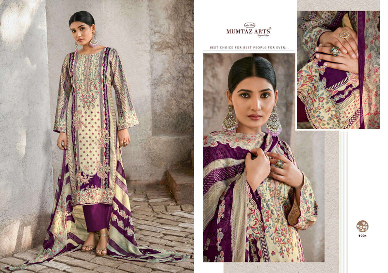 Mumtaz Arts Shehzaadi Jam Satin Handwork Embroidered Salwar Suit