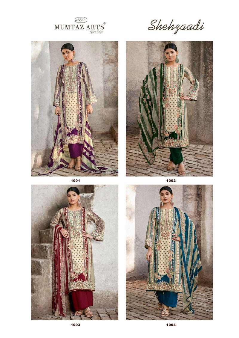 Mumtaz Arts Shehzaadi Jam Satin Handwork Embroidered Salwar Suit