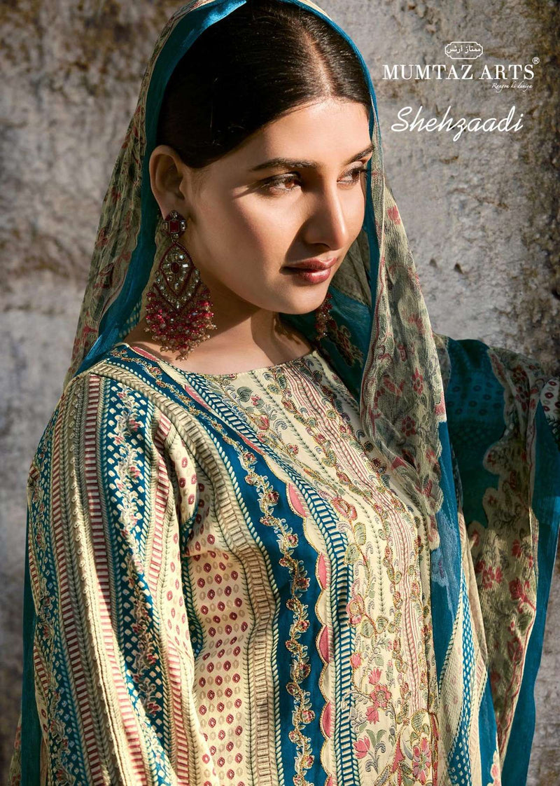 Mumtaz Arts Shehzaadi Jam Satin Handwork Embroidered Salwar Suit