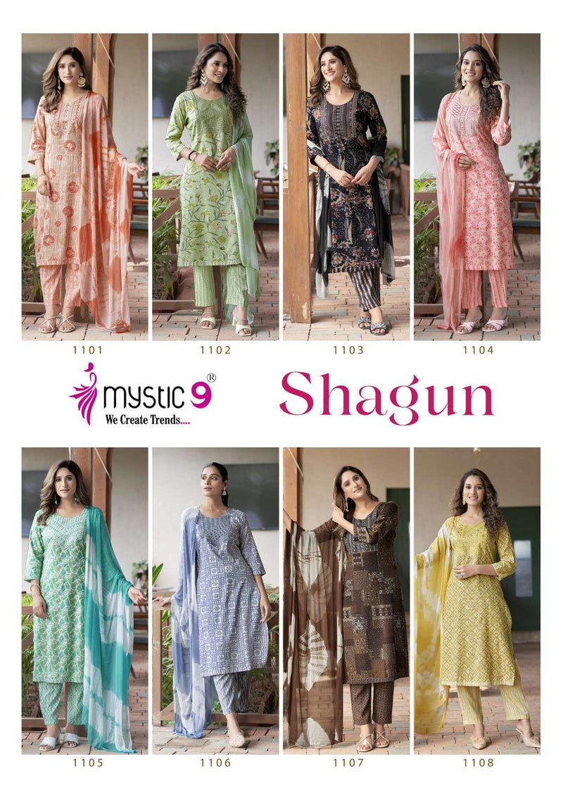 Mystic Shagun Vol 11 Premium Rayon Foil Print Embroidery Work Kurti