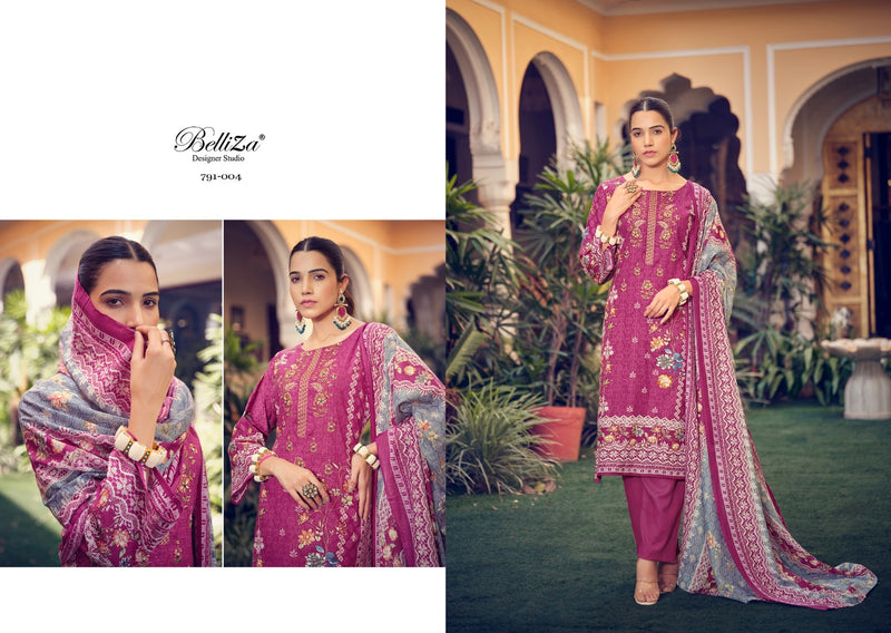 Belliza Designer Studio Naira Vol 7 Cotton Digital Print With Embroidery Work Suits