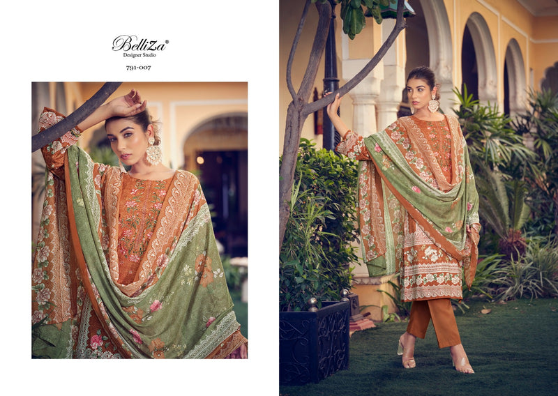 Belliza Designer Studio Naira Vol 7 Cotton Digital Print With Embroidery Work Suits