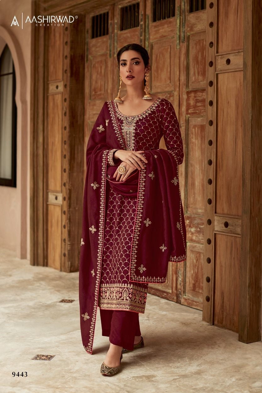 Aashirwad Creation Nargis Silk Heavy Embroidery Work Fancy Designer Partywear Salwar Suits