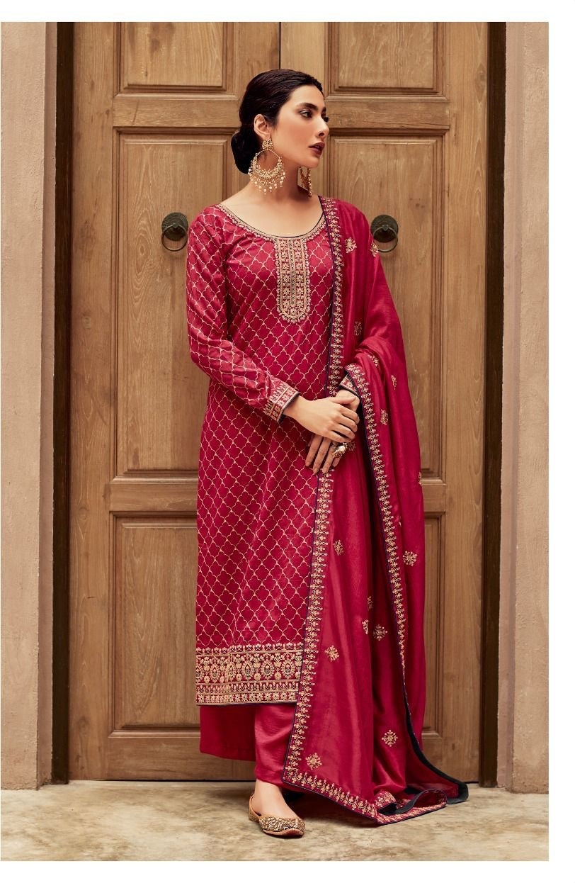 Aashirwad Creation Nargis Silk Heavy Embroidery Work Fancy Designer Partywear Salwar Suits