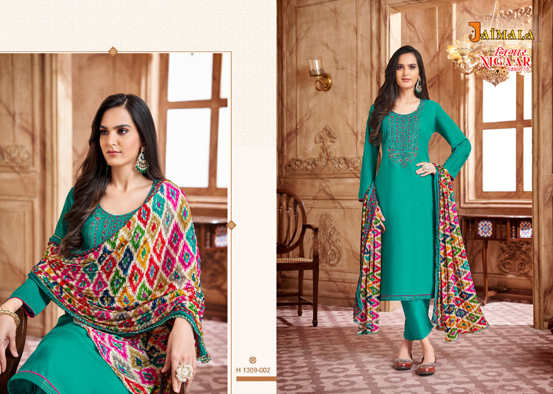 Alok Suits Jaimala Nigaar Vol 15 Rayon Slub Embroidery & Swarovski Work Suits