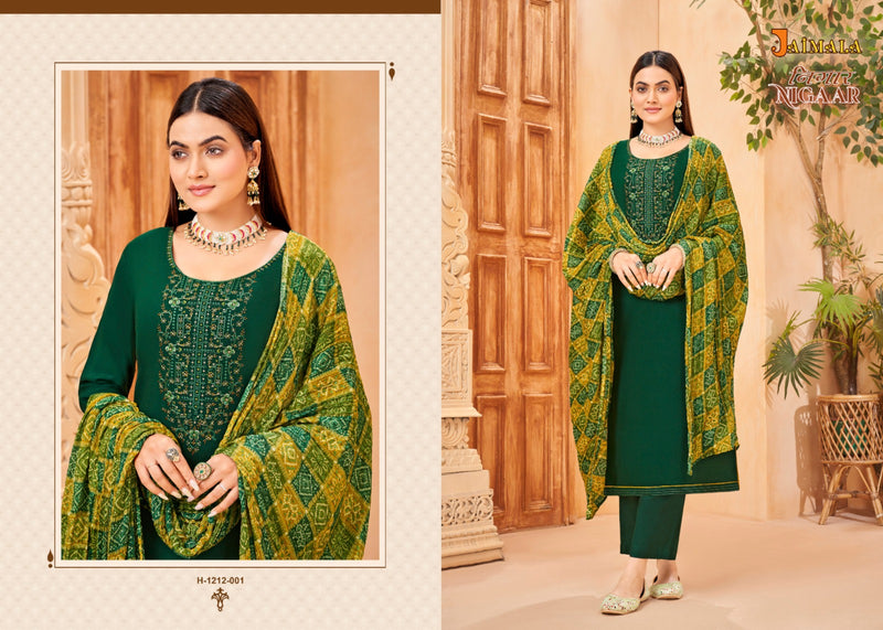 Alok Suits Jaimala Nigaar Vol 6 Rayon Slub Embroidery Swarovski Diamond Work Fancy Designer Salwar Suits