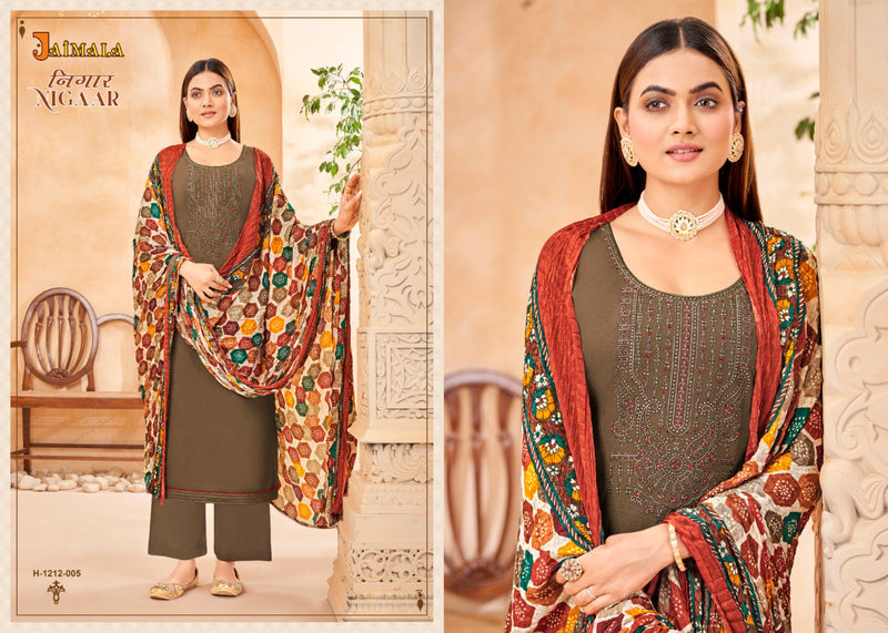 Alok Suits Jaimala Nigaar Vol 6 Rayon Slub Embroidery Swarovski Diamond Work Fancy Designer Salwar Suits