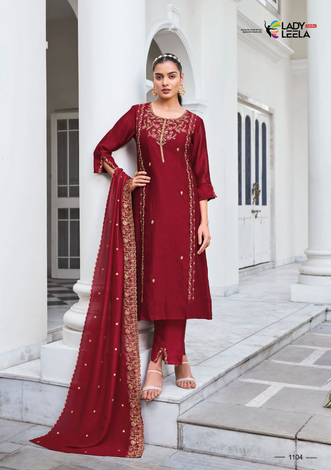 Lady Leela Noor Silk Embroidery Handwork Designer Partywear Kurti Collection