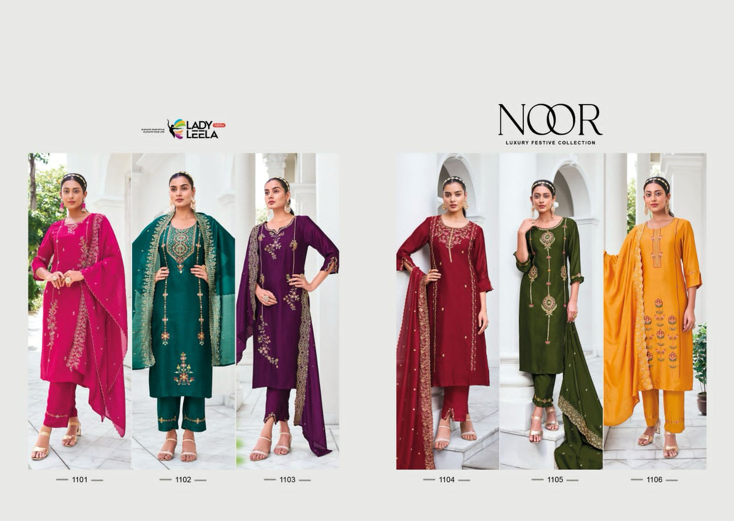 Lady Leela Noor Silk Embroidery Handwork Designer Partywear Kurti Collection