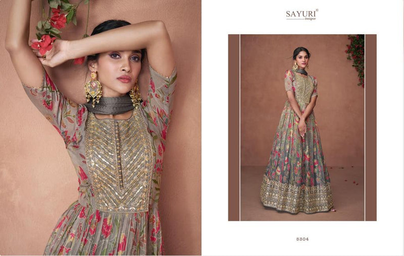 Sayuri Designer Nooriat Organza Long Party Wear Gown With Dupatta