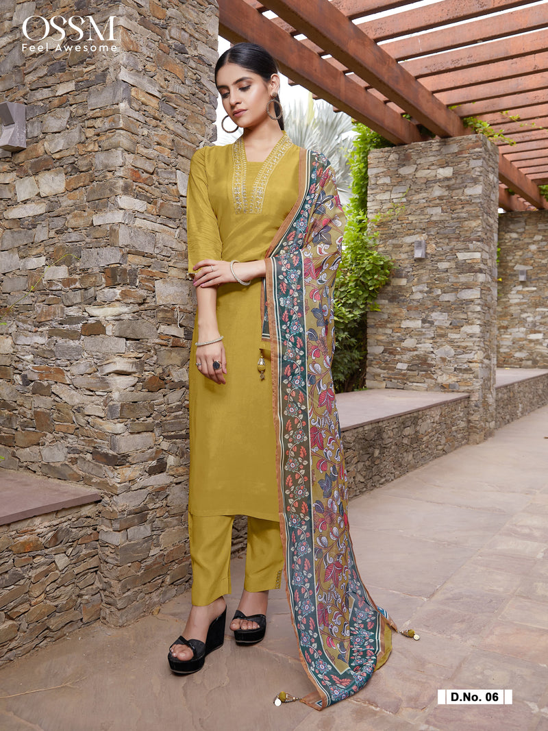 Ossm Noorie Viscose Fancy Work Designer Kurti With Bottom Collection