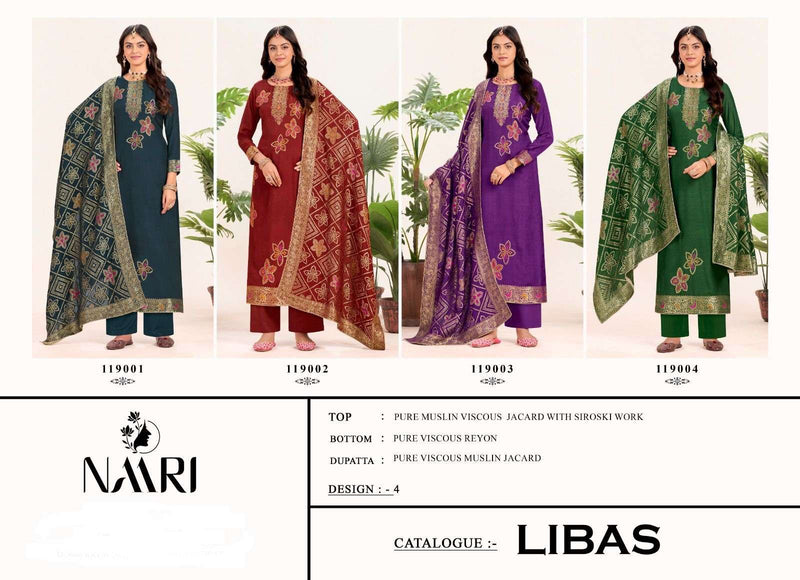 Naari Libas Pure Muslin Jacquard Handwork Salwar Suit