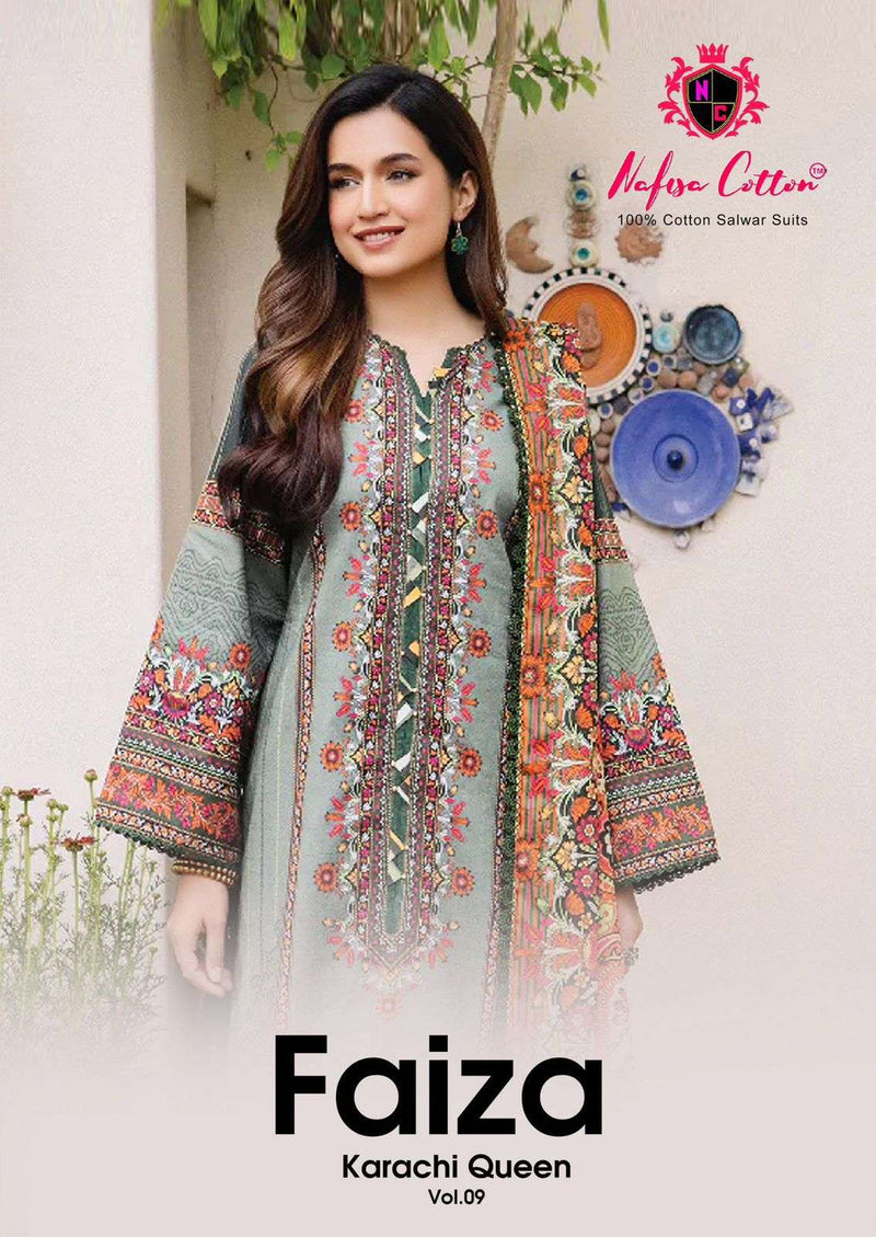 Nafisa Cotton Faiza Karachi Queen Vol 9 Pure Cotton Printed Salwar Suit