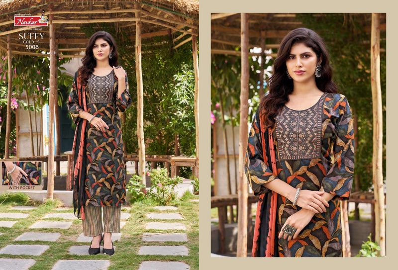 Navkar Suffy Gold Vol 5 Rayon Foil Printed Fancy Designer Combo Set Of Kurti