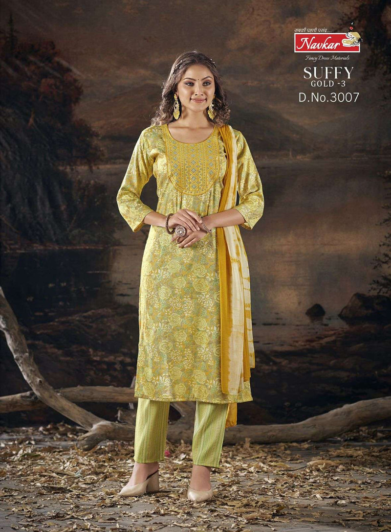 Navkar suffy Gold Vol 3 Rayon Foil Printed Designer Combo Set Kurti